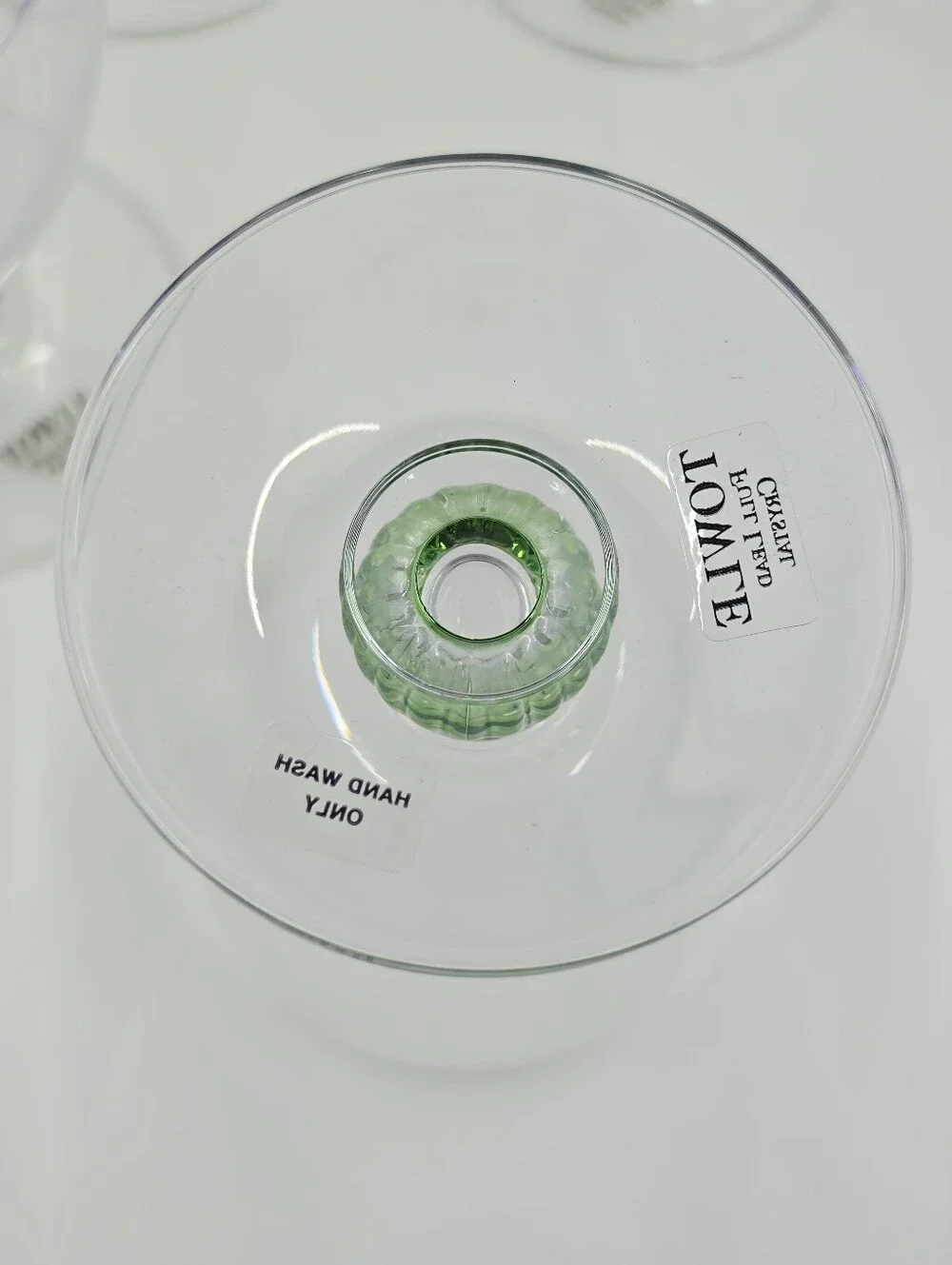 Towle Elena Verde Water Goblets Full Crystal Green Ribbed Ball Set Of 4 Austria
